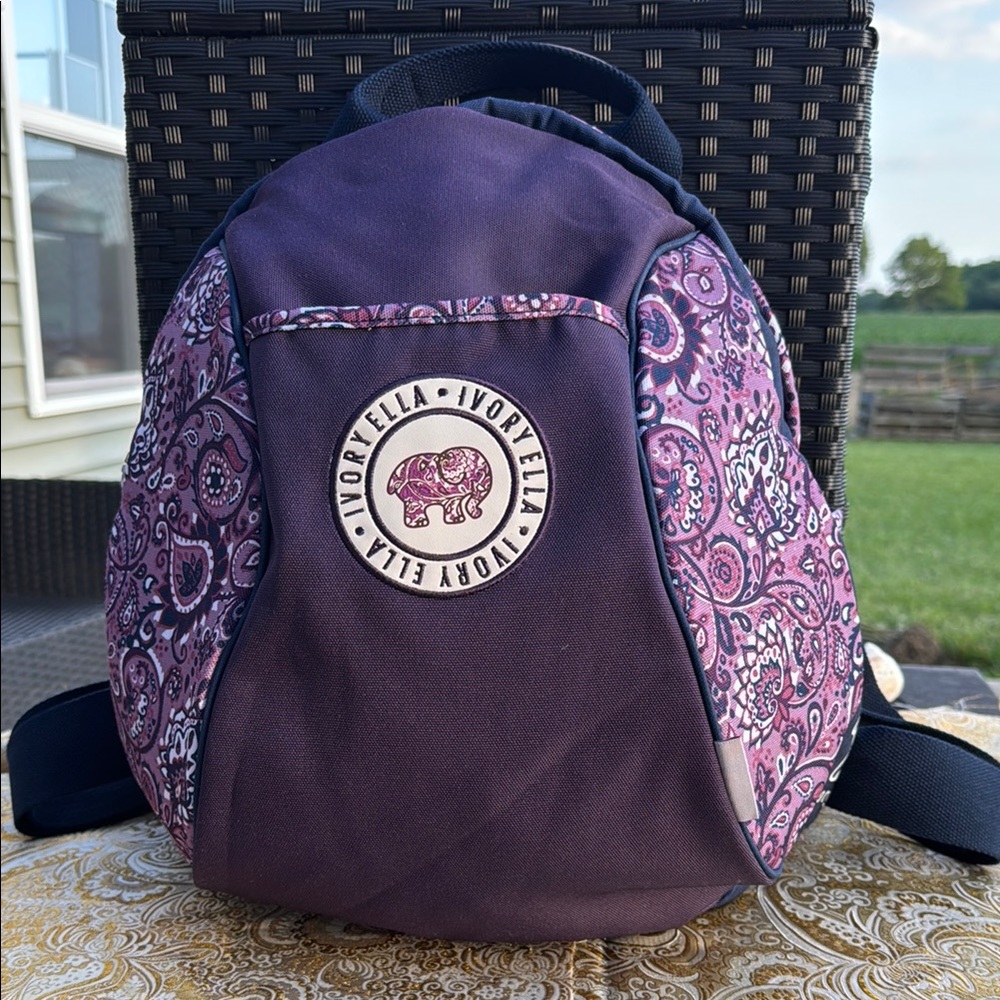 Ivory Ella Navy and Purple Paisley Backpack
